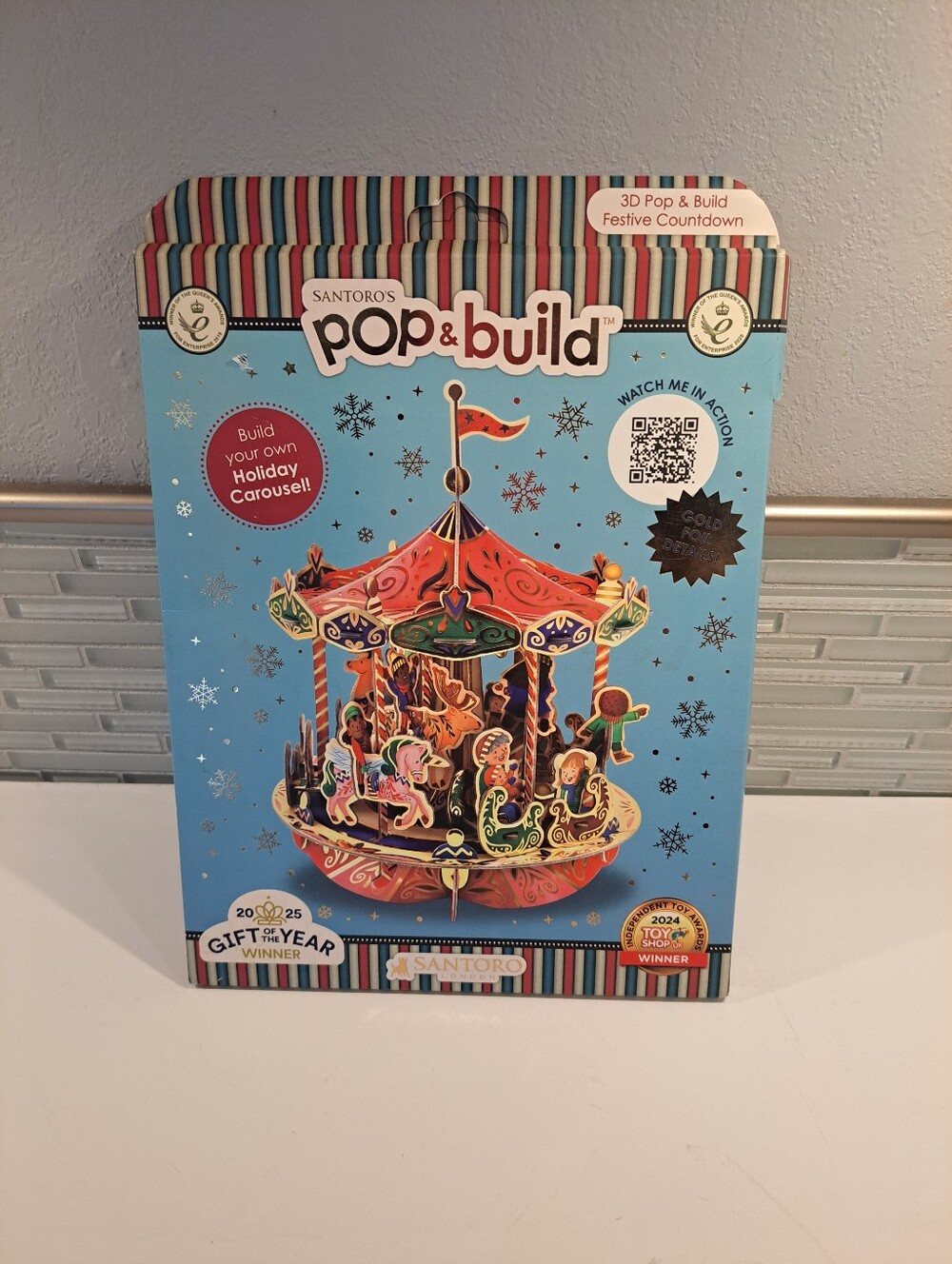 Santoro Pop & Build Advent Calendar 3D Pop Up Christmas Carousel